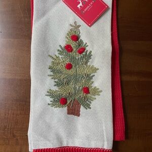 Holiday Tree Embroidered Towel Set - Red and Green